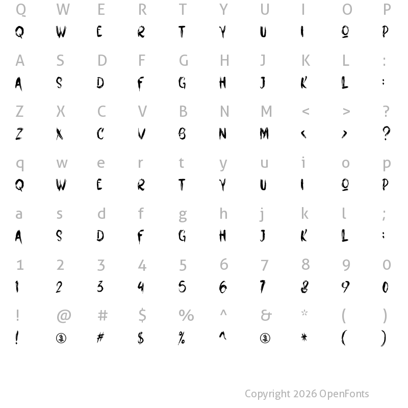Character Map of Fredbones Personal use Only Regular