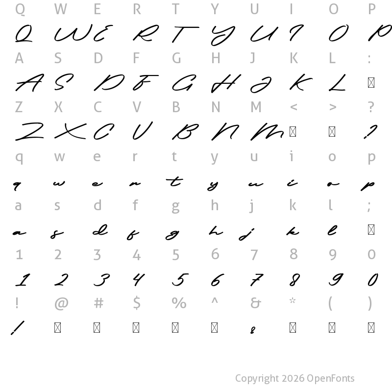 Character Map of FrederickFree Regular