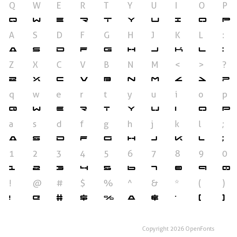 Character Map of Free Agent Bold Expanded Bold Expanded