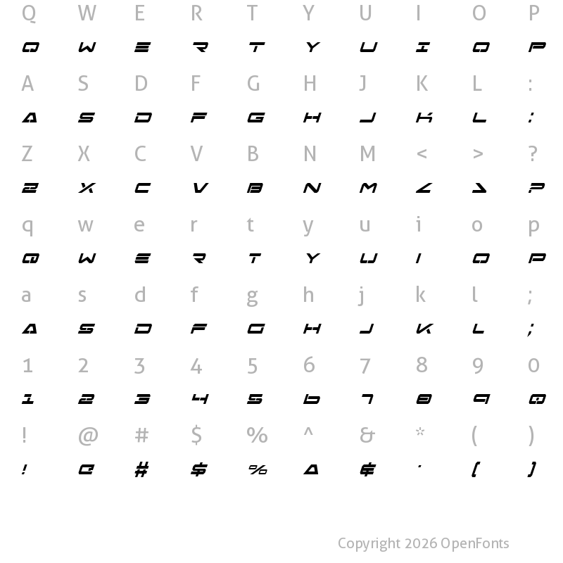 Character Map of Free Agent Bold Italic Bold Italic