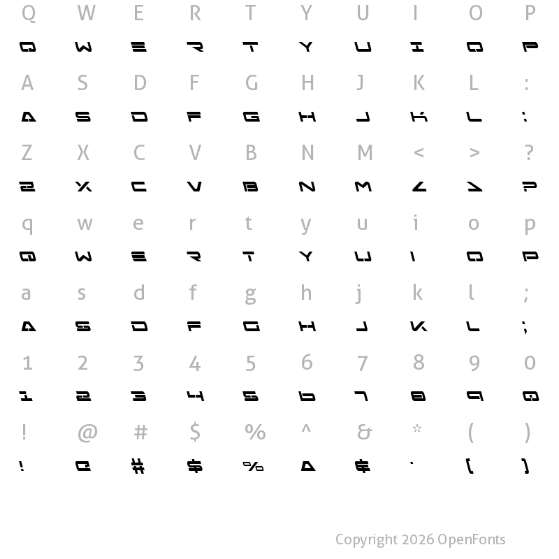 Character Map of Free Agent Bold Leftalic Bold Leftalic
