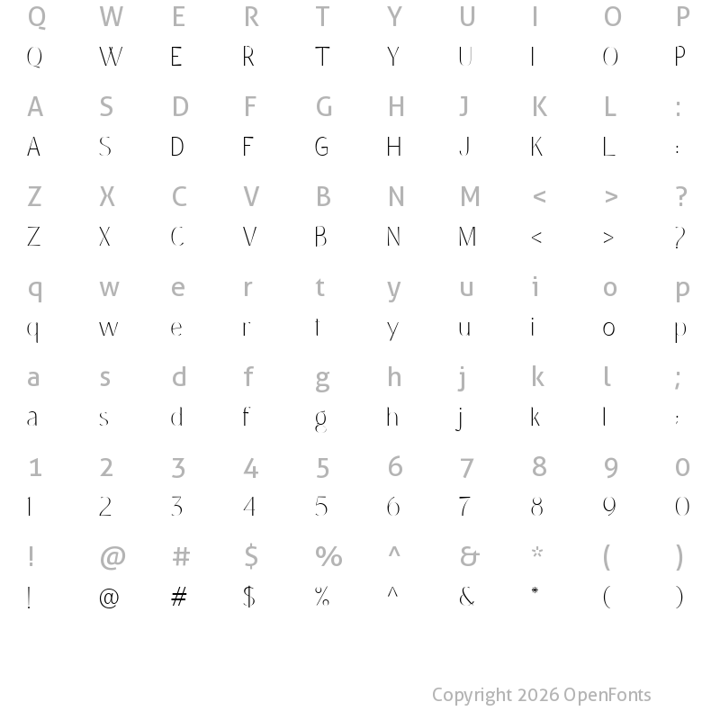 Character Map of Free Coastine Regular