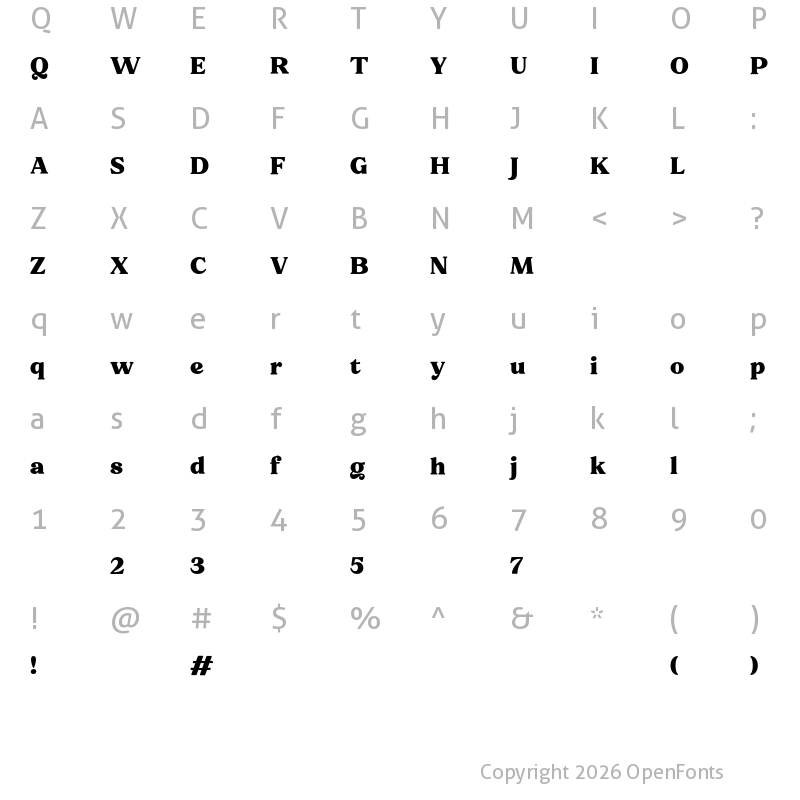 Character Map of Free - Notulen Serif Display Extra Bold