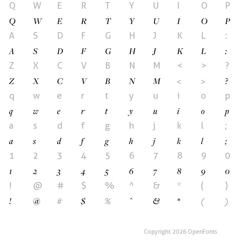 Character Map of FreightDisp Pro Medium Italic