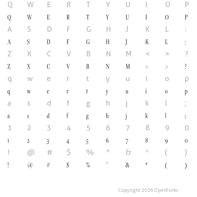 Character Map of FreightDispCmp Pro Light