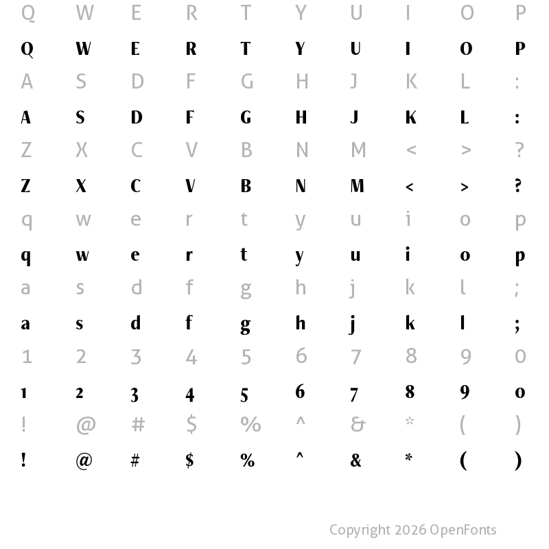 Character Map of FreightNeoCnd Pro Bold