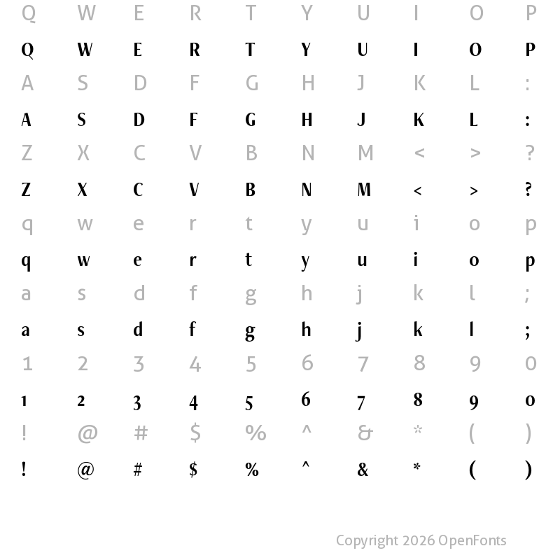 Character Map of FreightNeoCnd Pro Semi