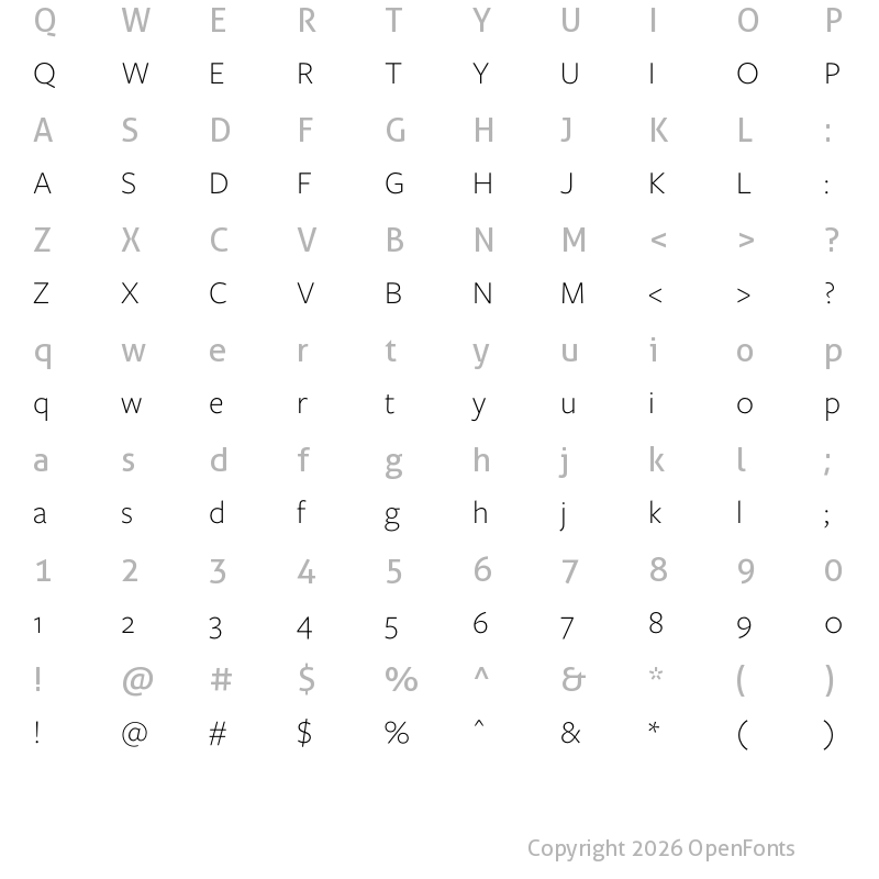 Character Map of FreightSans Pro Light