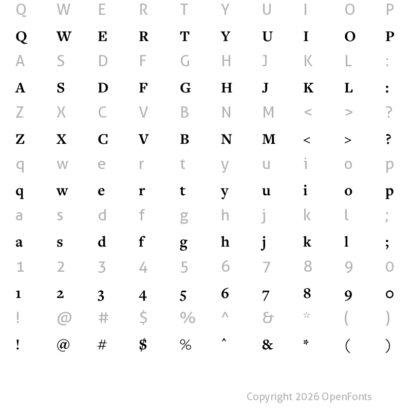 Character Map of FreightText Pro Bold