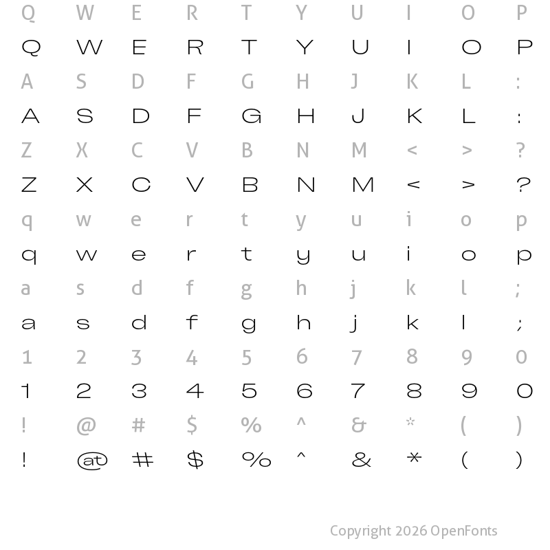 Character Map of Freizeit 140 Light