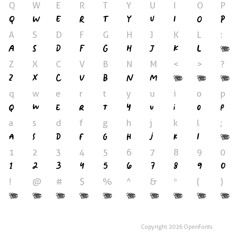 Character Map of Frenchy Regular