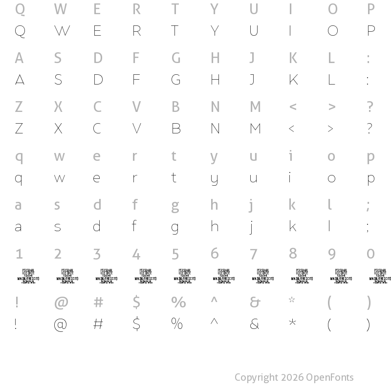 Character Map of Frescito Variable PERSONAL Regular