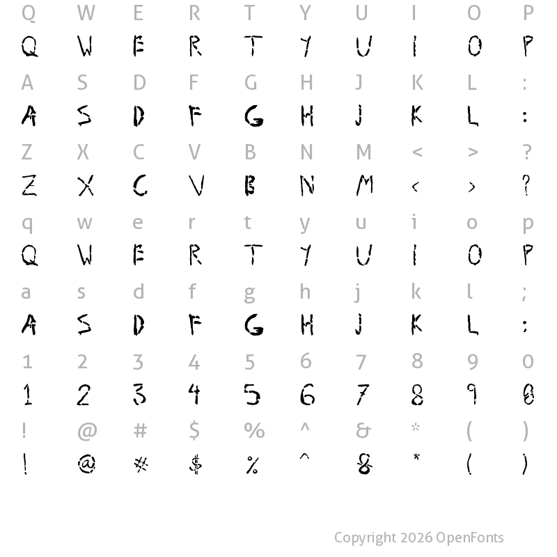 Character Map of Fresh Blood Regular