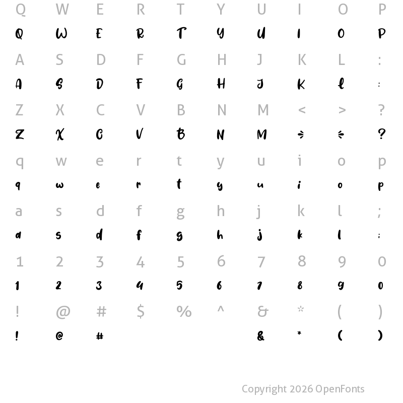 Character Map of Fresh Lychee Regular