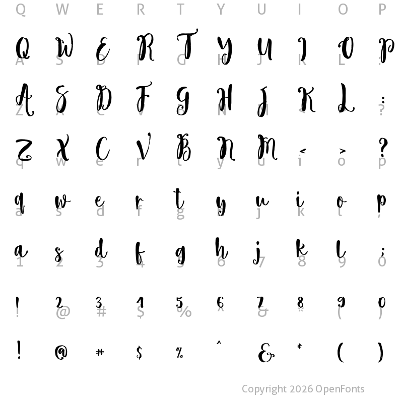 Character Map of Fresh Mood Regular