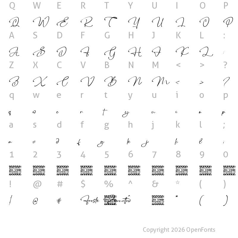 Character Map of Fresh Roomettes personal use Regular