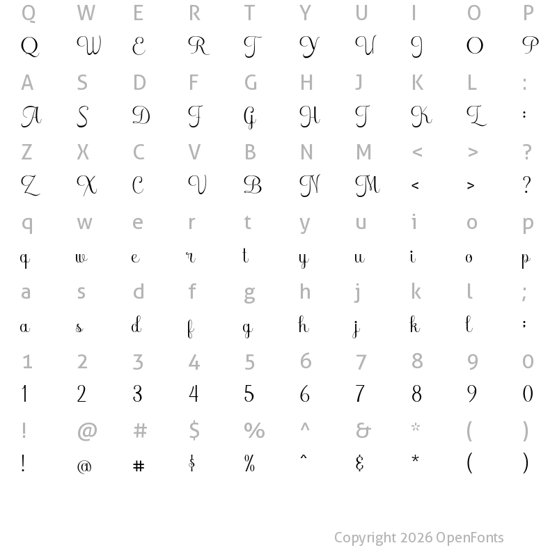 Character Map of Freshca Regular