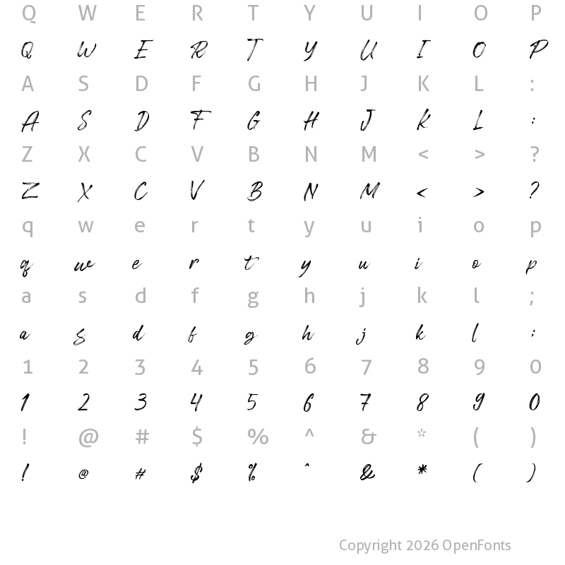 Character Map of Freshline Regular