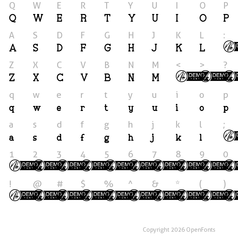 Character Map of Freshmen Demo Bold