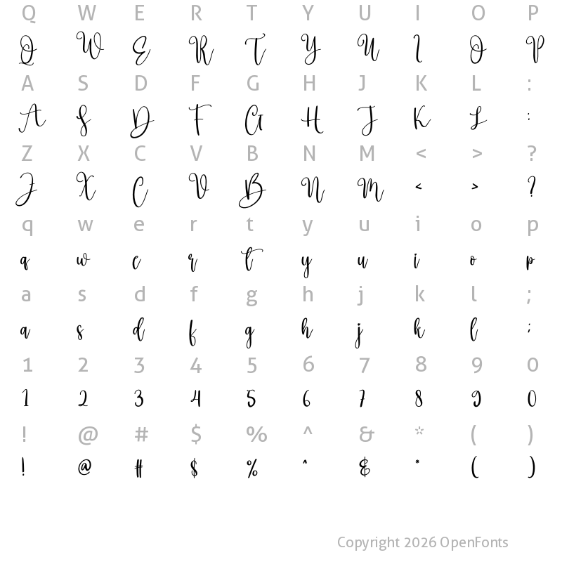 Character Map of Freshtea Regular