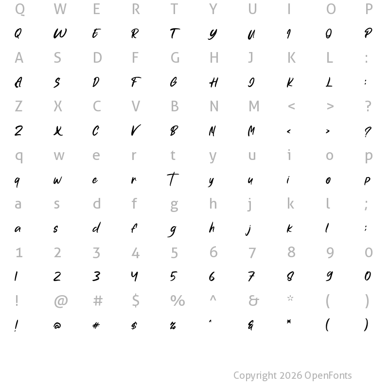 Character Map of Fresnilo Regular