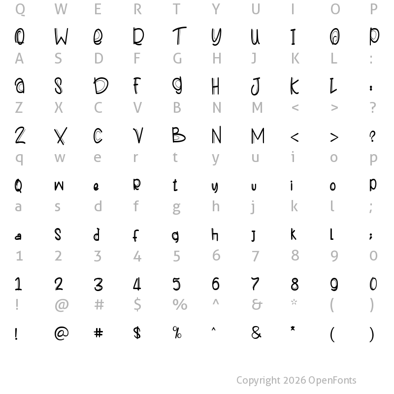 Character Map of Fressia Regular