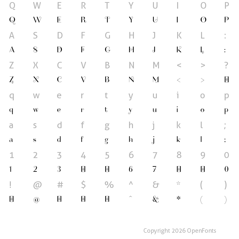 Character Map of Friandise Swash Demo