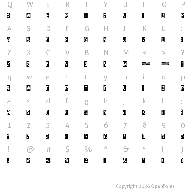 Character Map of Friday 14 Regular