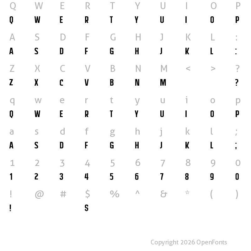 Character Map of Friedrich Regular