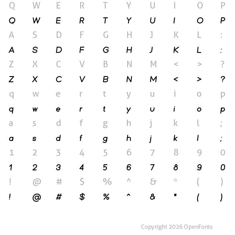 Character Map of Friend Bold Italic