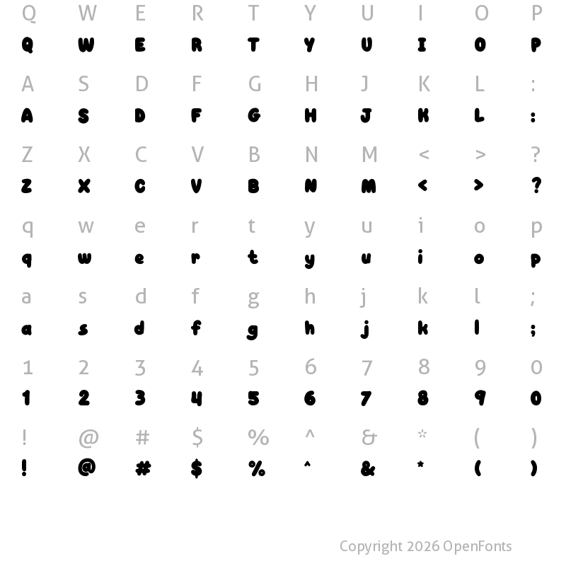 Character Map of Frisky Puppy Regular