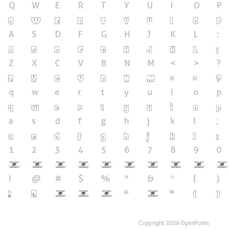 Character Map of FROS BOLD Line Regular