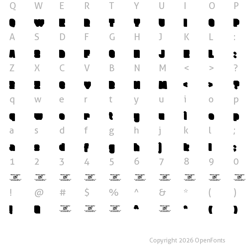 Character Map of FROS BOLD Shadow Regular