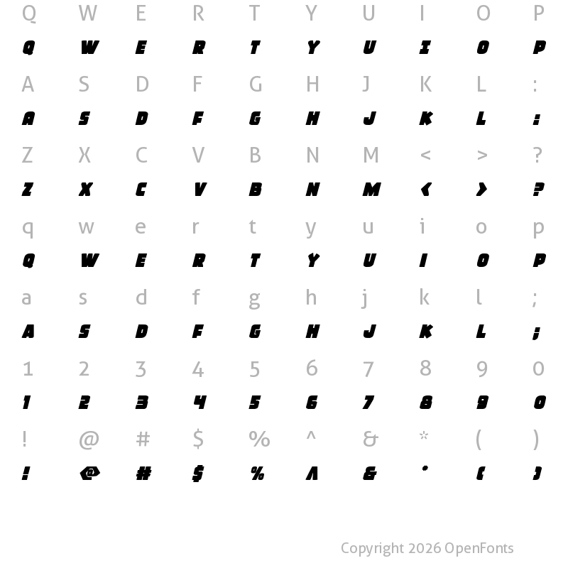 Character Map of Frost Giant Italic Italic