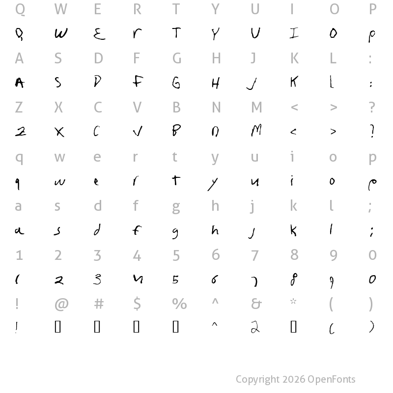 Character Map of fruscianteHand Regular
