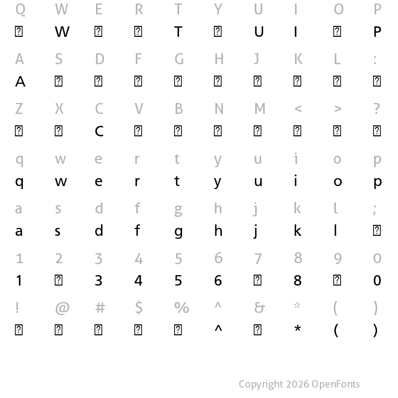 Character Map of FrutigerLTPro-Roman ?
