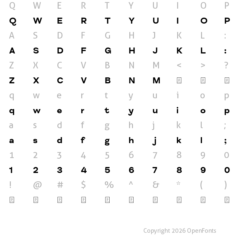 Character Map of FS Meridian Trial Bold