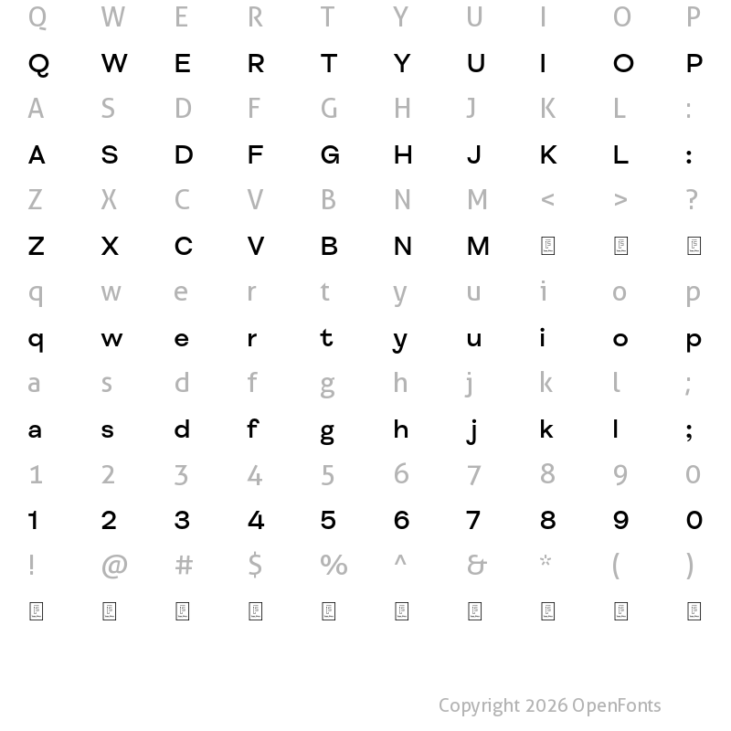 Character Map of FS Meridian Trial Medium