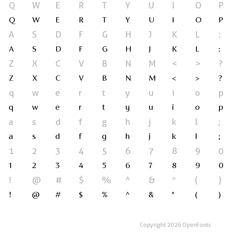 Character Map of FS Siena Regular