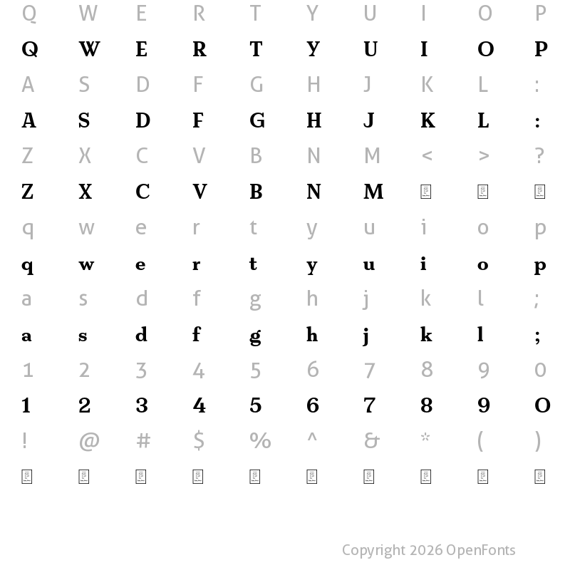 Character Map of FS Split Serif Trial Bold