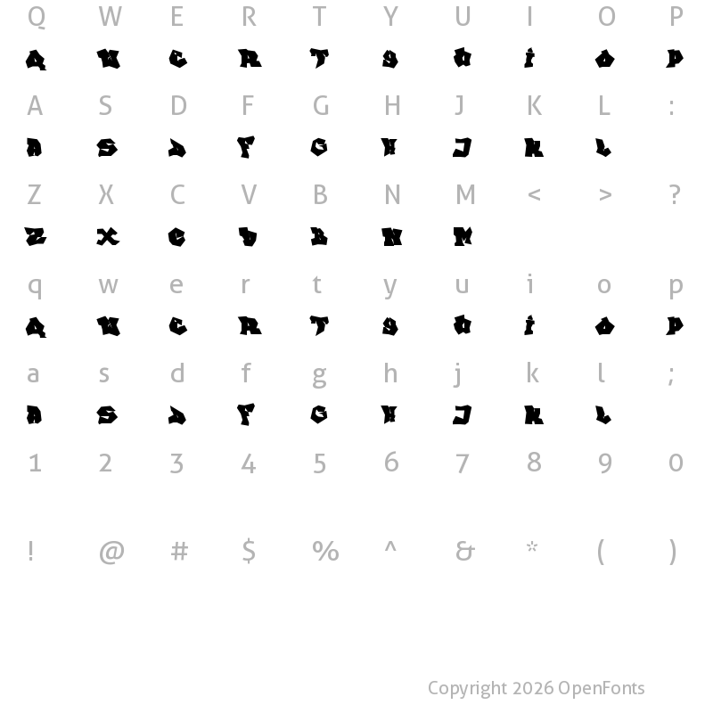 Character Map of FTF Indonesiana Go Graffitiana Regular