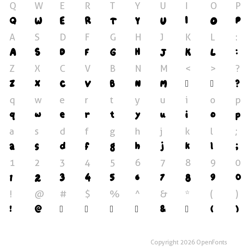 Character Map of Ftoonk Regular