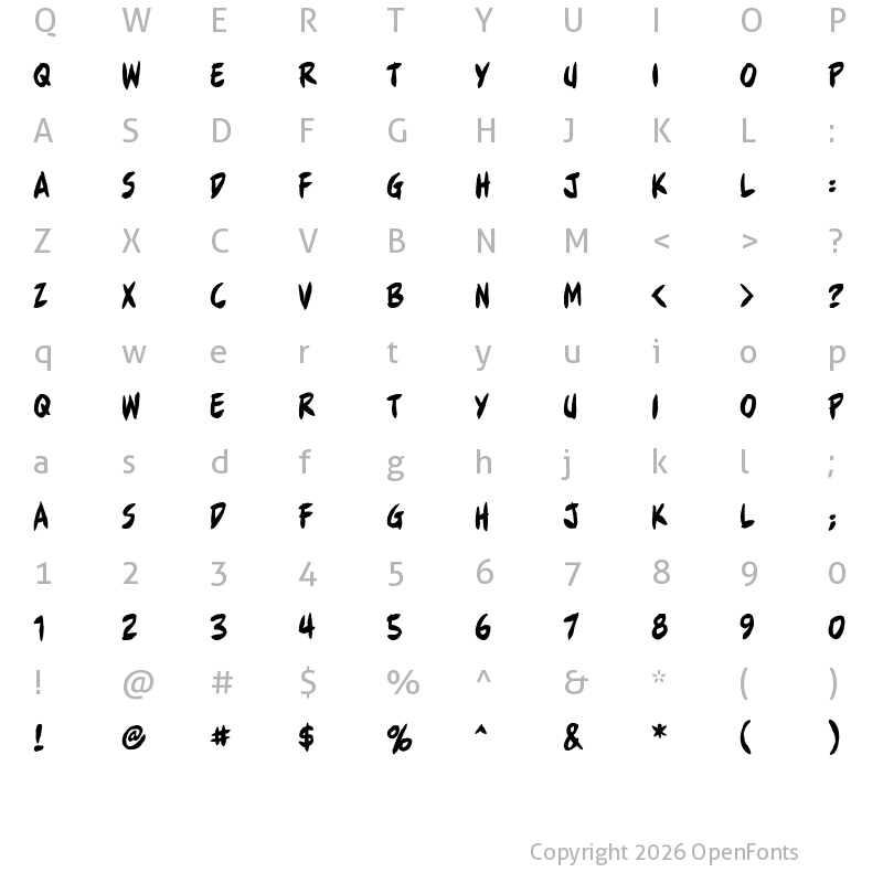 Character Map of Full Bleed BB Regular