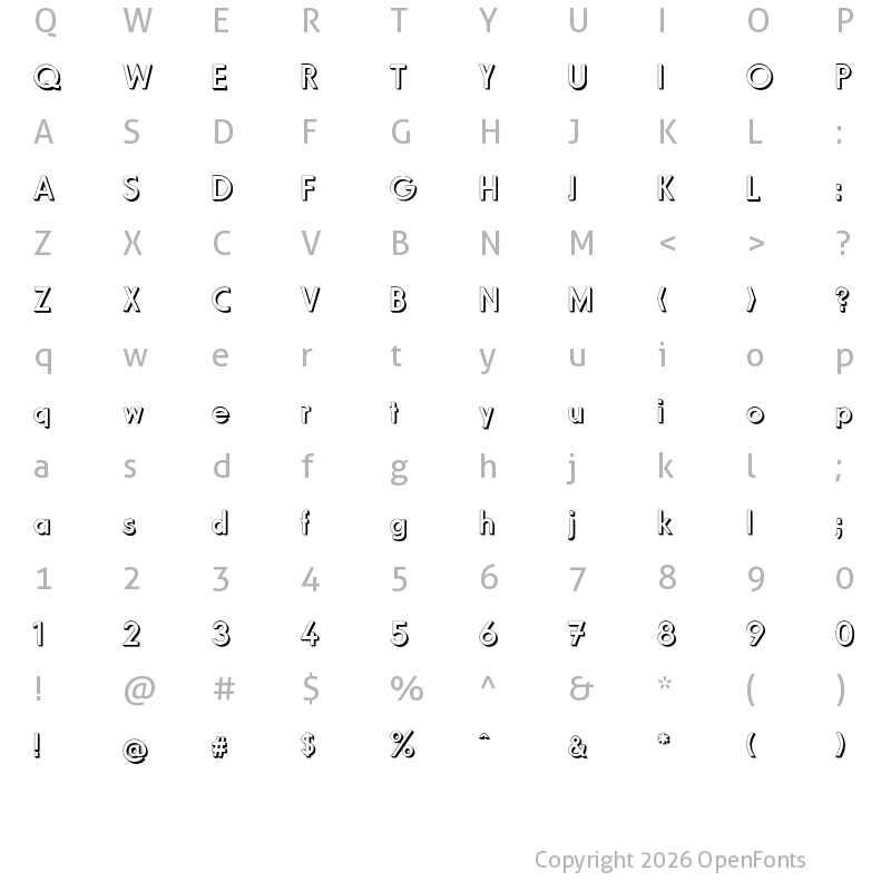 Character Map of Fundamental 3D  Brigade Regular