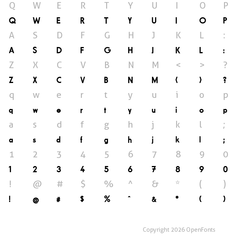 Character Map of Fundamental  Brigade Schwer Regular