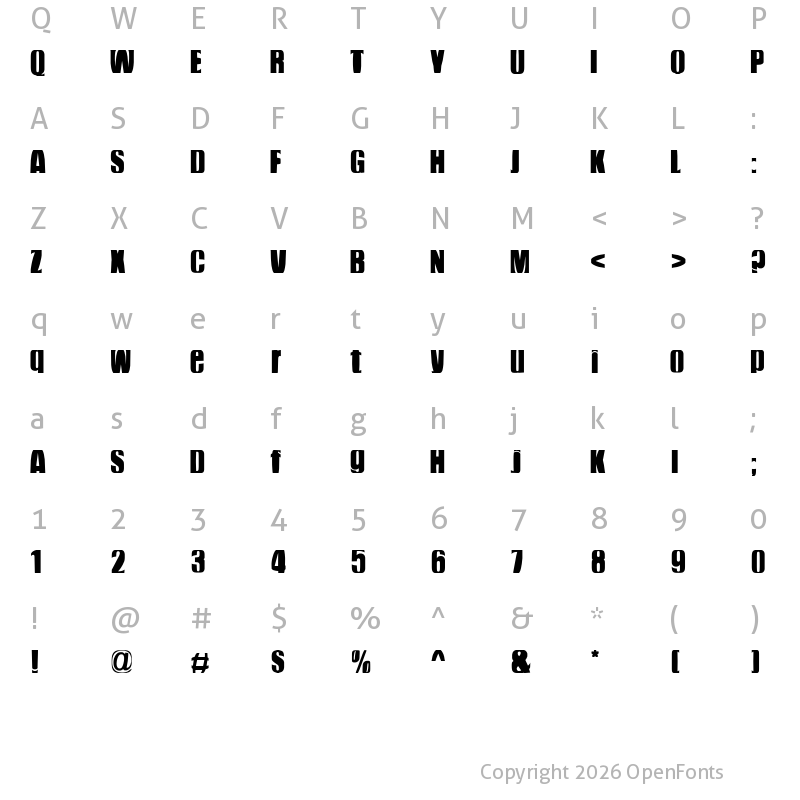 Character Map of funky dunky funky dunky swell