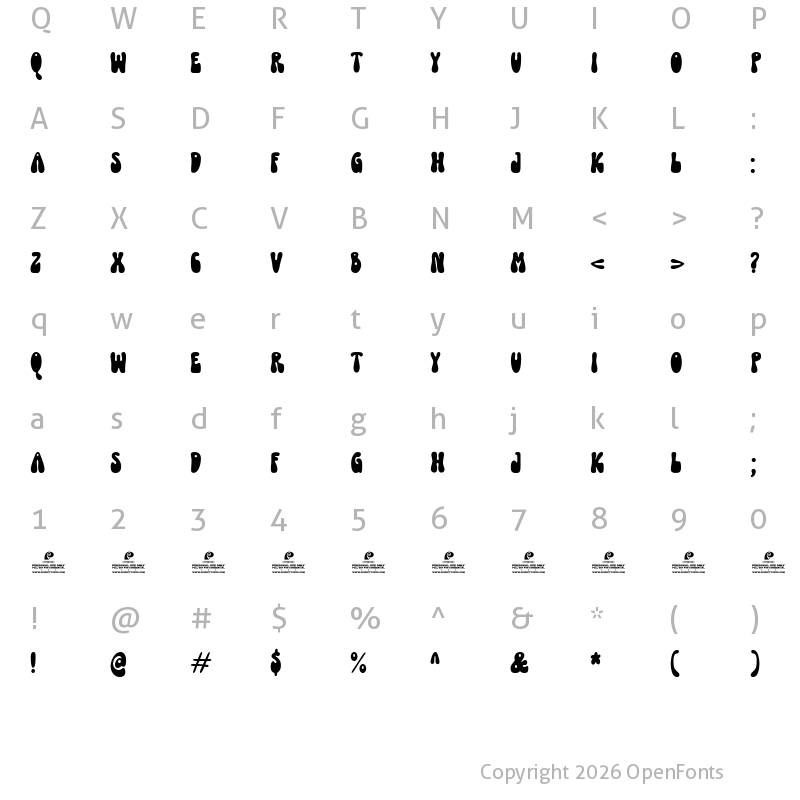 Character Map of Funky Yard DEMO Solid