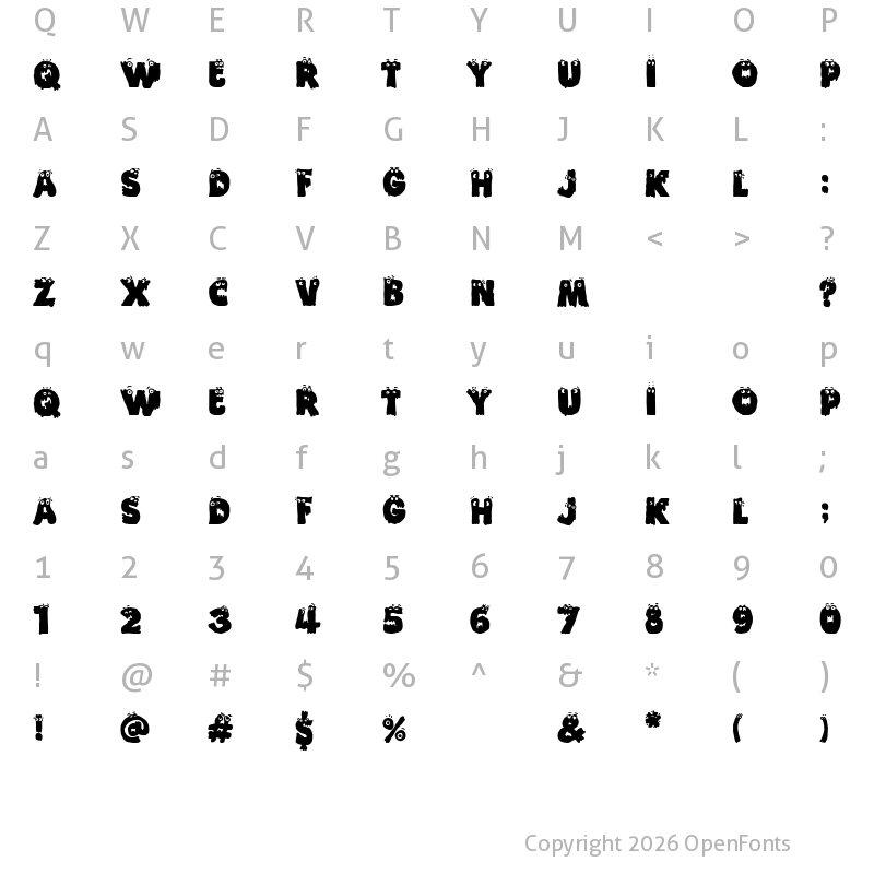 Character Map of Funny Death Regular