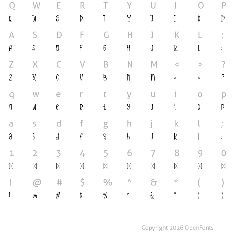 Character Map of Funny Rabbit Regular