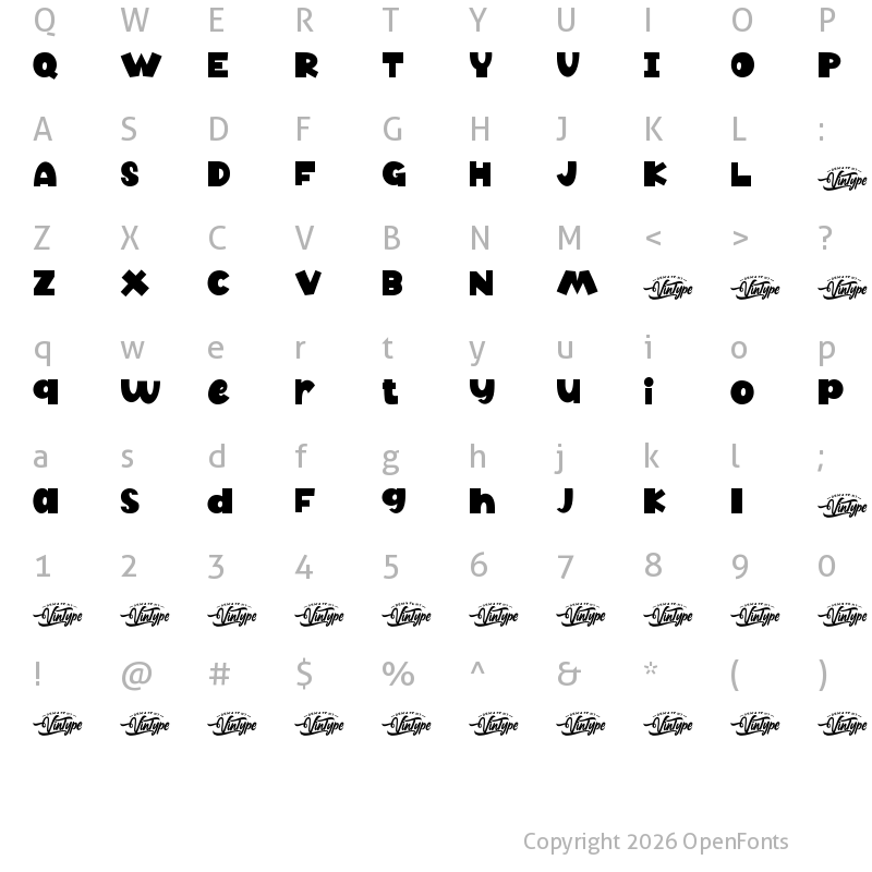 Character Map of Funny Toon Demo Regular